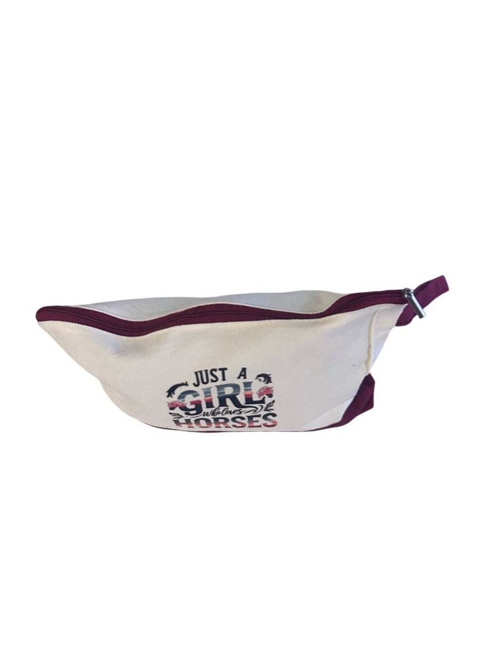Silkfly burgundy just a girl who loves horses makeup toiletry travel bag